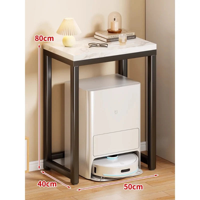 Console Table Marble-Effect Top Robot Vacuum Dock Storage