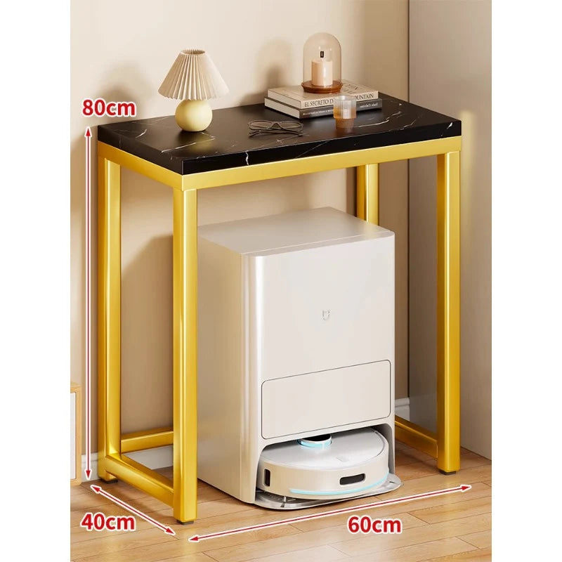 Console Table Marble-Effect Top Robot Vacuum Dock Storage