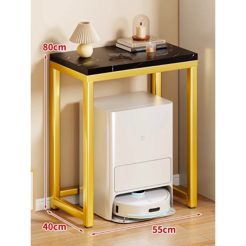 Console Table Marble-Effect Top Robot Vacuum Dock Storage