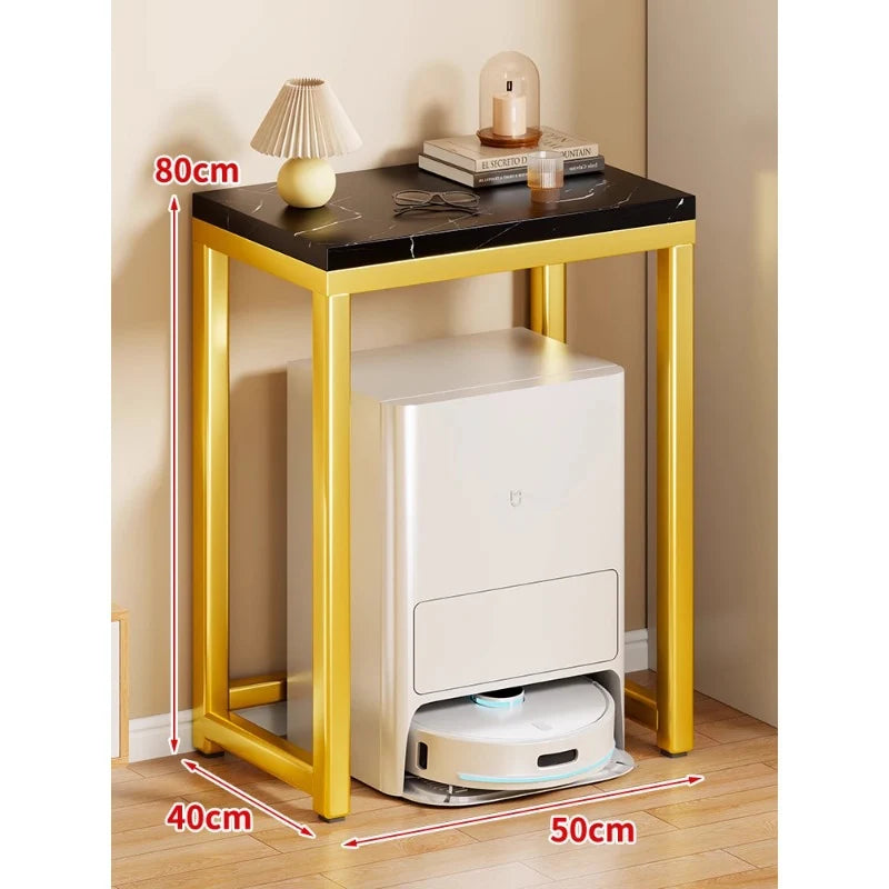 Console Table Marble-Effect Top Robot Vacuum Dock Storage