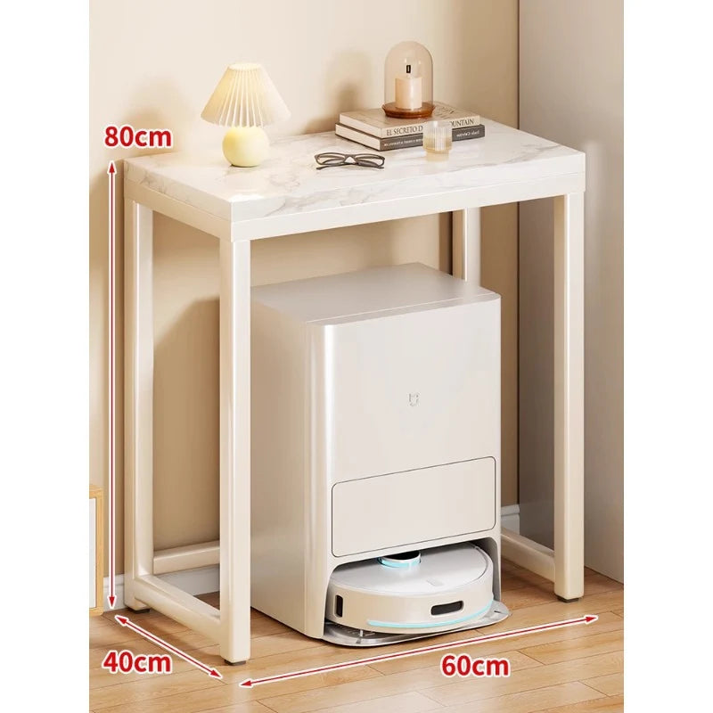 Console Table Marble-Effect Top Robot Vacuum Dock Storage
