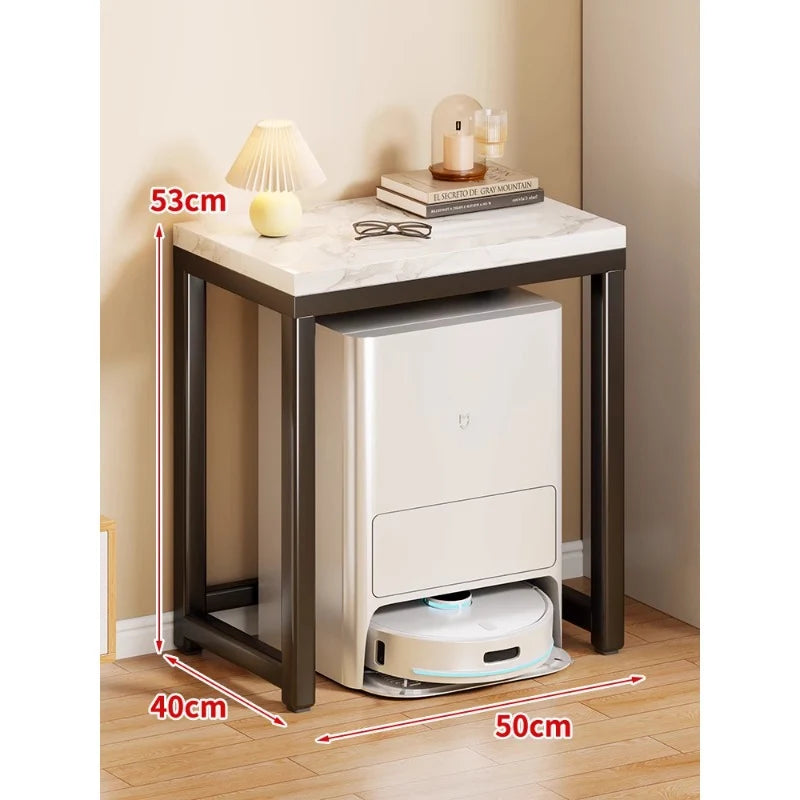 Console Table Marble-Effect Top Robot Vacuum Dock Storage