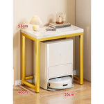 Console Table Marble-Effect Top Robot Vacuum Dock Storage