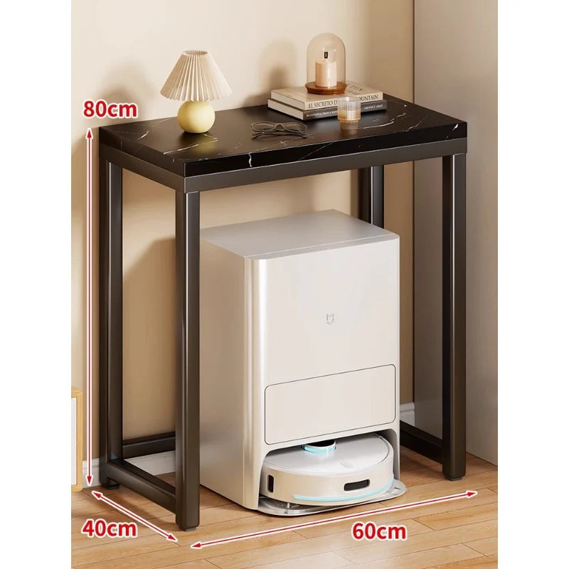 Console Table Marble-Effect Top Robot Vacuum Dock Storage