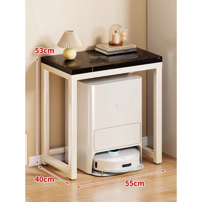 Console Table Marble-Effect Top Robot Vacuum Dock Storage