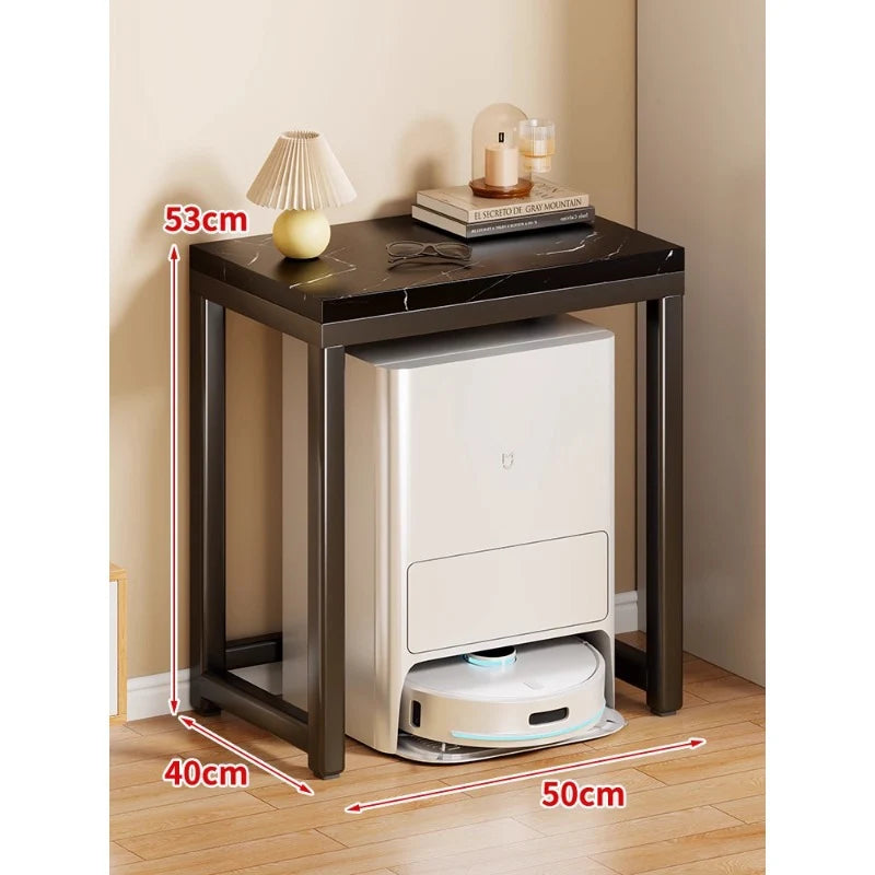 Console Table Marble-Effect Top Robot Vacuum Dock Storage