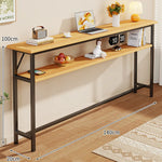Console Table Slim Profile Oak-Look Top Metal Frame