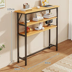 Console Table Slim Profile Oak-Look Top Metal Frame