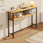 Console Table Slim Profile Oak-Look Top Metal Frame