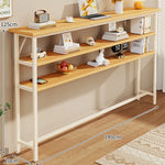 Console Table Slim Profile Oak-Look Top Metal Frame