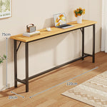 Console Table Slim Profile Oak-Look Top Metal Frame