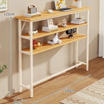 Console Table Slim Profile Oak-Look Top Metal Frame