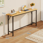 Console Table Slim Profile Oak-Look Top Metal Frame