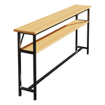 Console Table Slim Profile Oak-Look Top Metal Frame