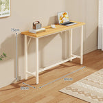 Console Table Slim Profile Oak-Look Top Metal Frame