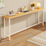 Console Table Slim Profile Oak-Look Top Metal Frame