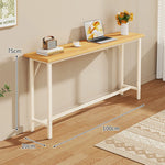 Console Table Slim Profile Oak-Look Top Metal Frame