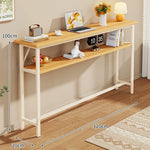 Console Table Slim Profile Oak-Look Top Metal Frame