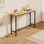 Console Table Slim Profile Oak-Look Top Metal Frame