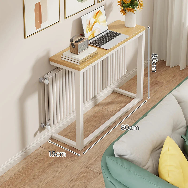 Console Table Slim Profile Wood Top Steel Frame