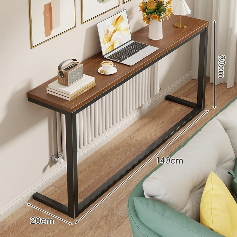 Console Table Slim Profile Wood Top Steel Frame
