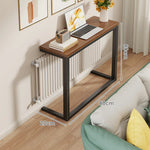Console Table Slim Profile Wood Top Steel Frame