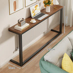 Console Table Slim Profile Wood Top Steel Frame