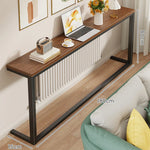 Console Table Slim Profile Wood Top Steel Frame