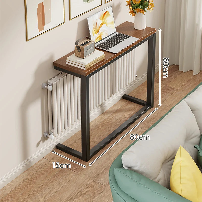 Console Table Slim Space-Saving Engineered Wood Top Steel Frame