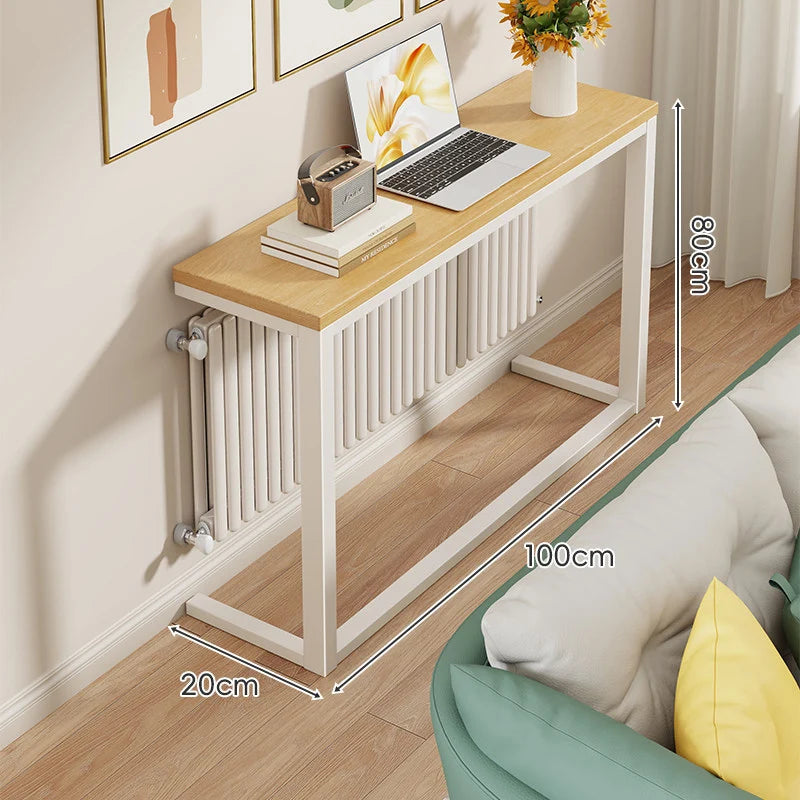 Console Table Slim Space-Saving Engineered Wood Top Steel Frame