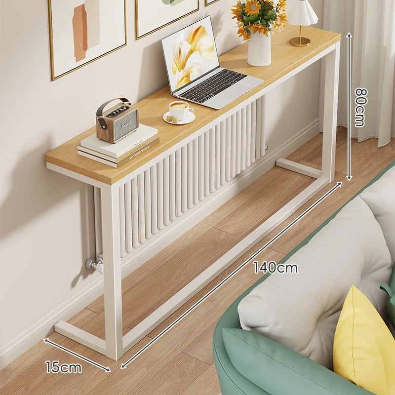 Console Table Slim Space-Saving Engineered Wood Top Steel Frame