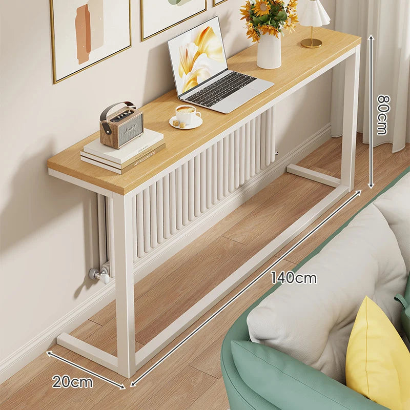 Console Table Slim Space-Saving Engineered Wood Top Steel Frame