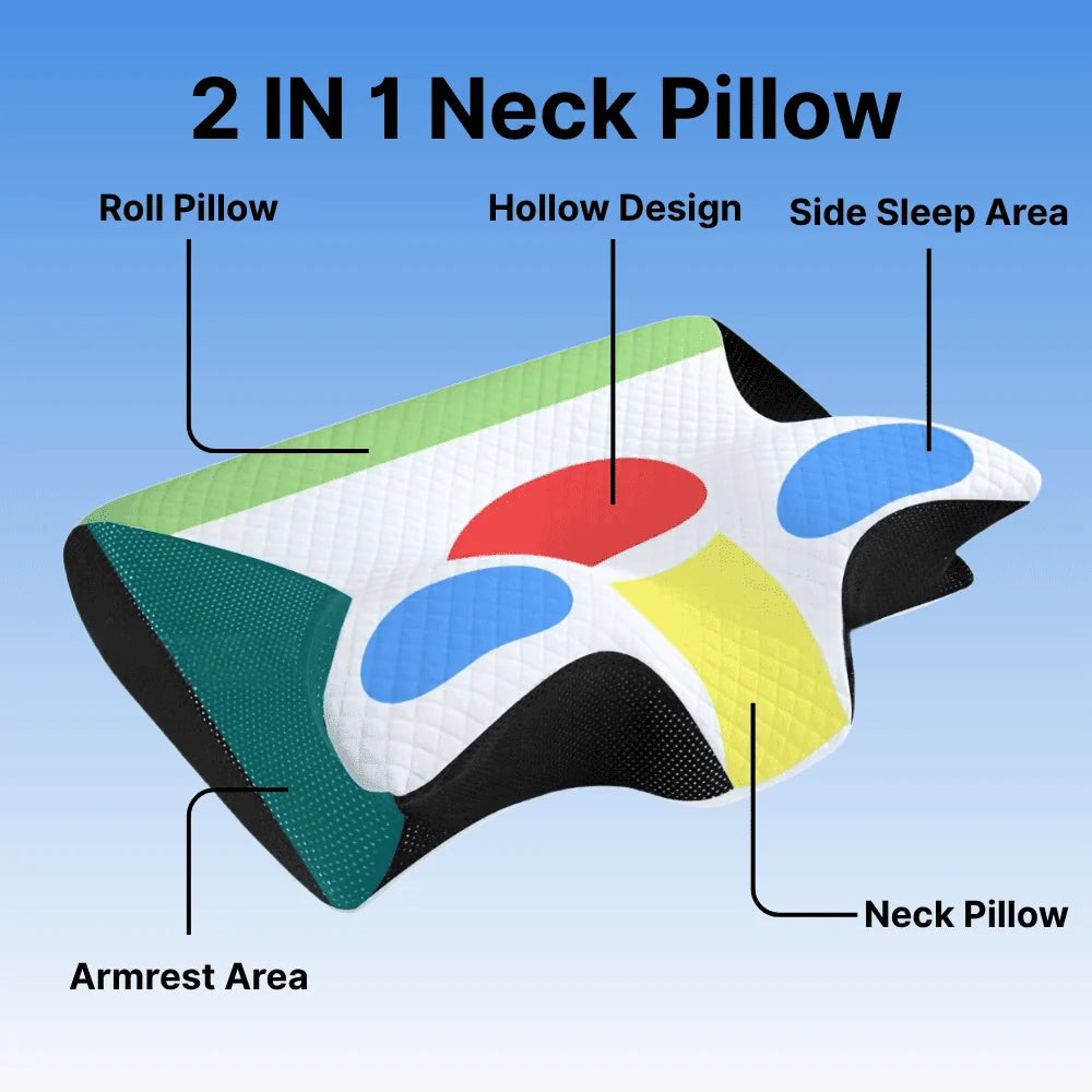 Contour Memory Foam Pillow Ergonomic Neck Support Removable Cover