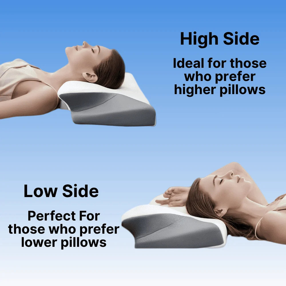 Contour Memory Foam Pillow Ergonomic Neck Support Removable Cover