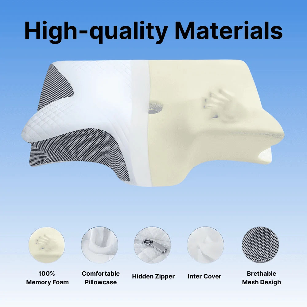 Contour Pillow Ergonomic Memory Foam Removable Cover