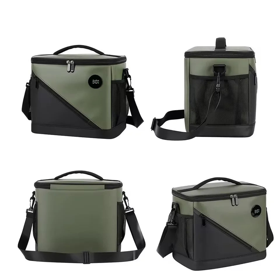 Cooler Tote Three-Layer Insulation Digital Temperature Display Adjustable Shoulder Strap