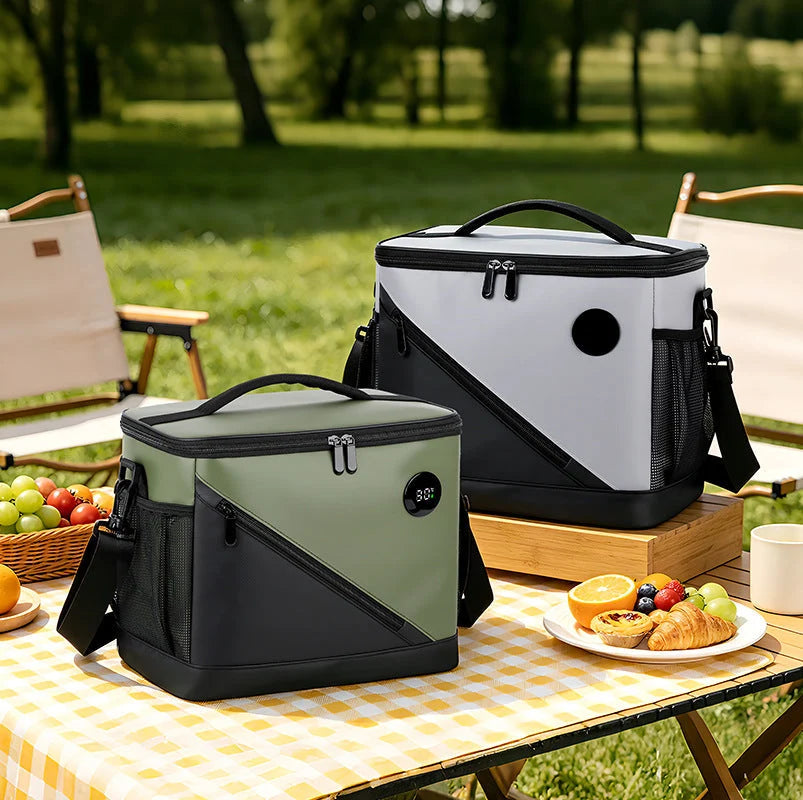 Cooler Tote Three-Layer Insulation Digital Temperature Display Adjustable Shoulder Strap