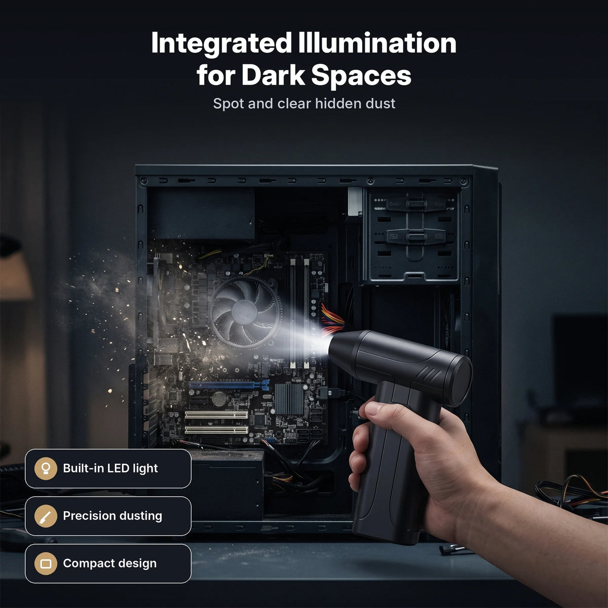 Cordless Air Duster High-Speed Built-In Light Battery Display