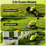 Cordless Lawn Mower 3-in-1 Trimmer & Edger