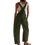 Corduroy Overalls Wide-Leg Adjustable Straps Side Pockets