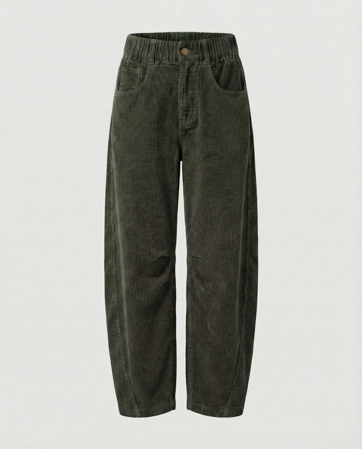 Corduroy Pants Wide-Leg Fit Elastic Waistband
