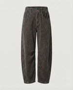 Corduroy Pants Wide-Leg Fit Elastic Waistband