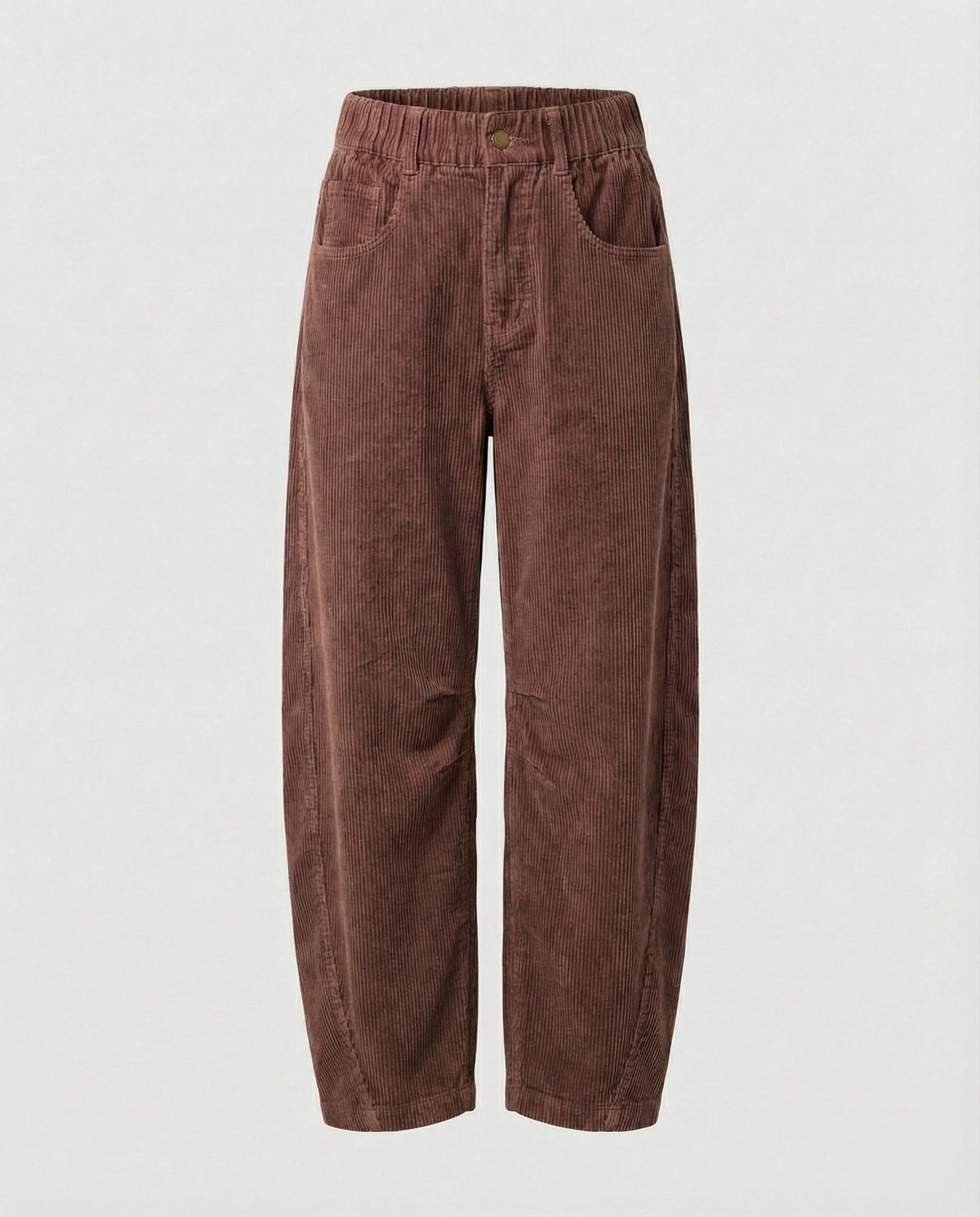 Corduroy Pants Wide-Leg Fit Elastic Waistband