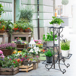 Corner Plant Stand 4-Tier Rust-Resistant Wrought Iron