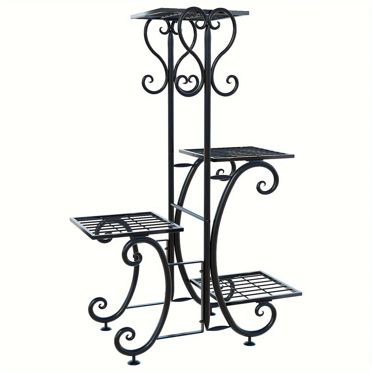 Corner Plant Stand 4-Tier Wrought Iron Anti-Rust