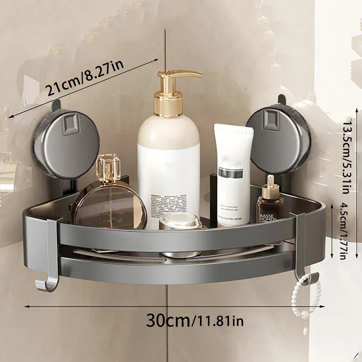Corner Shelf No-Drill Suction & Water-Drain
