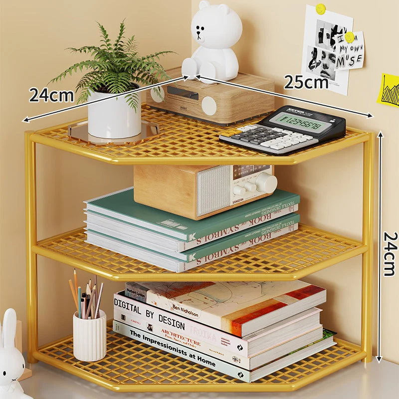 Corner Storage Shelf Metal Mesh Space-Saving