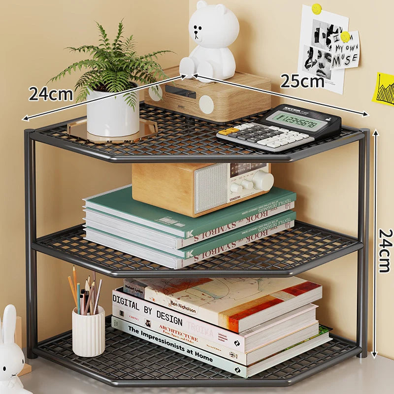 Corner Storage Shelf Metal Mesh Space-Saving