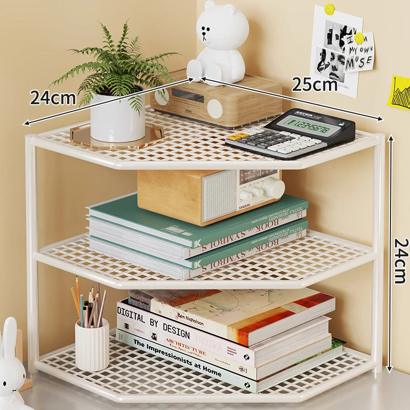 Corner Storage Shelf Metal Mesh Space-Saving