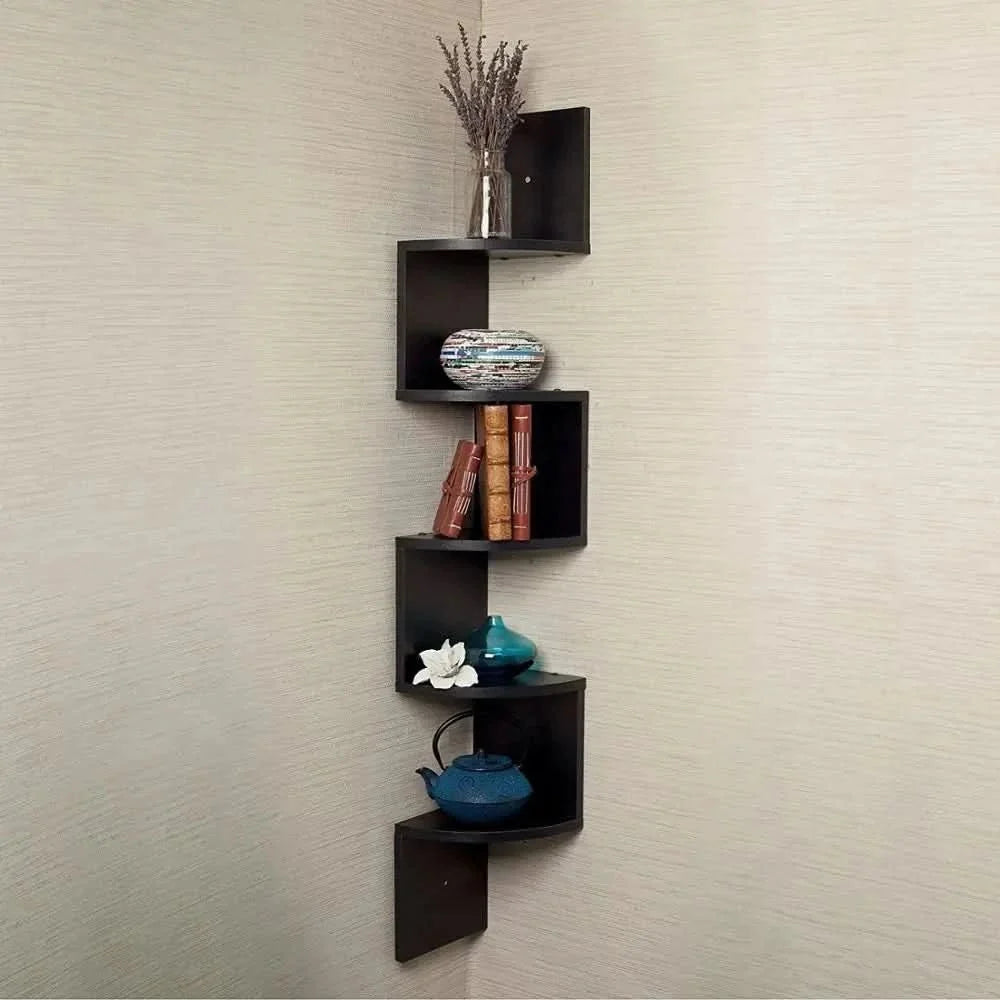 Corner Wall Shelf Multi-Tier Lacquered MDF
